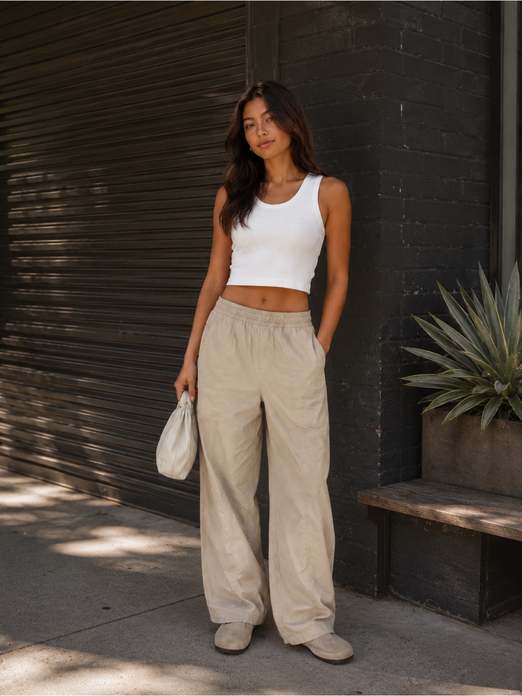 Agolde Track Pants Dakota Cotton Poplin Wide Leg Pull On Nwt